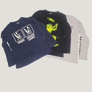 Childrens Long Sleeve T-Shirt Bundle (3) - Gamer Football Graphic & Solid Grey 7